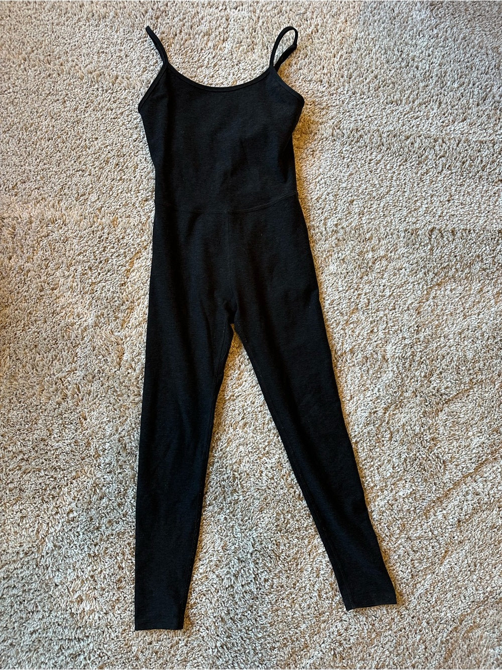 Beyond Yoga Black Slim Knit Jumpsuit with Spaghetti Straps